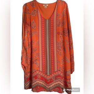 Cato Long Sleeve Open Slit Lined Dress